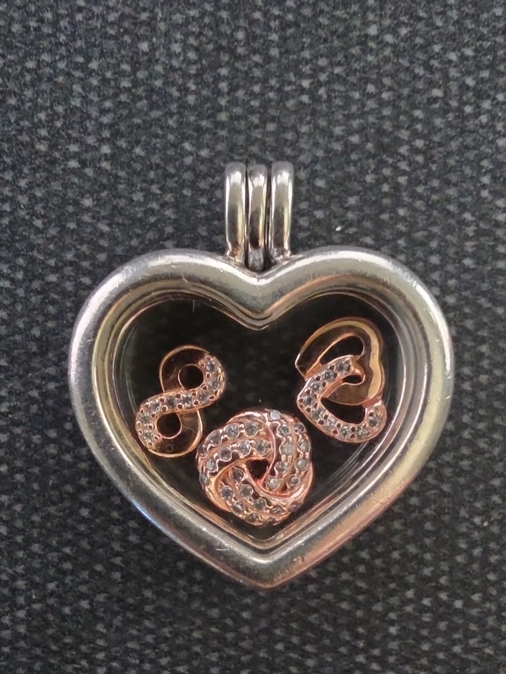 Pandora Heart Locket Pendant with Rose Gold Charms - 3 Petite Charms Included